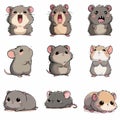 Set Icon of Vole kawaii minimal flat Royalty Free Stock Photo
