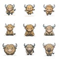 Set Icon of Yak Minimal Flat Royalty Free Stock Photo
