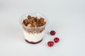 Complete meal contained in this cup of yogurt, blueberries, strawberries, and granola for plenty of protein and