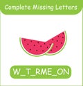 Complete missing letters watermelon vector kid training