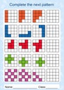 Complete the next pattern, Worksheet for children