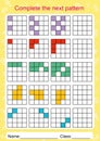 Complete the next pattern, Worksheet for children