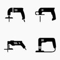 Complete oscillating multi tool solid icons Royalty Free Stock Photo