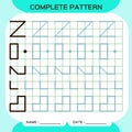 Complete pattern. Tracing Lines Activity For Early Years. Preschool worksheet for practicing fine motor skills. Tracing