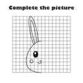 Complete the picture, black white cartoon bunny, drawing skills training, easter educational game for the development of children Royalty Free Stock Photo