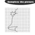 Complete the picture, black white cartoon christmas bell, drawing skills training, educational game for the development