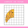 Complete the picture of cute croissant. Vector worksheet