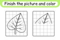 Complete the picture leaf birch. Copy the picture and color. Finish the image. Coloring book. Educational drawing exercise game Royalty Free Stock Photo