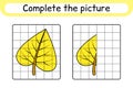 Complete the picture leaf birch. Copy the picture and color. Finish the image. Coloring book. Educational drawing exercise game Royalty Free Stock Photo