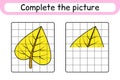 Complete the picture leaf birch. Copy the picture and color. Finish the image. Coloring book. Educational drawing exercise game Royalty Free Stock Photo