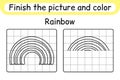 Complete the picture rainbow. Copy the picture and color. Finish the image. Coloring book. Educational drawing exercise game for