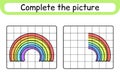 Complete the picture rainbow. Copy the picture and color. Finish the image. Coloring book. Educational drawing exercise game for