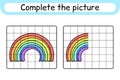 Complete the picture rainbow. Copy the picture and color. Finish the image. Coloring book. Educational drawing exercise game for