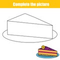 Complete the piture drawing activity with cake. Children educational game Royalty Free Stock Photo