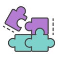 Complete puzzle solution icon color outline vector Royalty Free Stock Photo