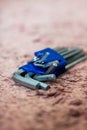 A complete set of allen wrenches conveniently stored in a blue case Royalty Free Stock Photo