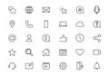 Complete set of 30 icons related with social media and online business strategy. Thin line essential graphic design elements for
