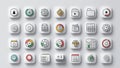 Complete Set of Minimalist UI Icons in Flat Line Style for Mobile Apps and Web Interfaces Royalty Free Stock Photo
