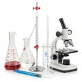 Set of science equipment isolated on white background Royalty Free Stock Photo
