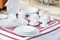 Complete set of white ware, dinner service Royalty Free Stock Photo