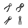 Complete set of wire rope cutter solid icons Royalty Free Stock Photo