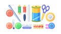 Complete Sewing Kit: Thread, Buttons, and Essential Tools, Vector Design Generative AI Royalty Free Stock Photo