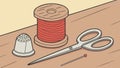 Complete Sewing Kit, Thread, Scissors, Thimble, vector design Generative AI Royalty Free Stock Photo