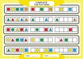Complete simple repeating patterns. Worksheet for preschool kids. Practicing motor skills, improving skills tasks
