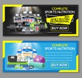 Complete sports nutrition vector banner set Royalty Free Stock Photo