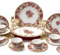 Complete tea set golden maroon color