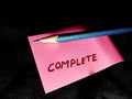 complete text displayed on pink paper slip with pencil pointer isolated Royalty Free Stock Photo