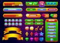 Complete Vector Game UI Elements with Progress Bars, Indicators, and More Royalty Free Stock Photo