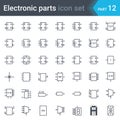 Electric and electronic circuit diagram symbols set of digital electronics, flip-flop, logic circuit, display, programming convent Royalty Free Stock Photo