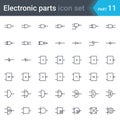 Electric and electronic circuit diagram symbols set of digital electronics, logic gate ansi system, british system, din system, n Royalty Free Stock Photo