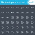 Electric and electronic icons, electric diagram symbols. Digital electronics, logic gate ansi system, british system, din system, Royalty Free Stock Photo