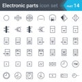Electric and electronic circuit diagram symbols set of electrical instrumentation, meters, recorders, counters, integrators, regis