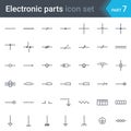 Electric and electronic circuit diagram symbols set of lines, wires, cables and electrical conductors