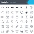 Mobile phones and smartphones interface outline icon set - vpn, hotspot, gps, settings, calendar, cell