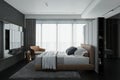 A complete view of the Classy bedroom and Scandinavian interior, 3D rendering Royalty Free Stock Photo