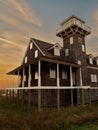 Sunset at Historic Oregon Inlet Life Saving Station Royalty Free Stock Photo