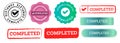 completed stamp button seal emblem sign finished success accomplishment process confirm Royalty Free Stock Photo