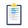 Completed task list on clipboard Royalty Free Stock Photo