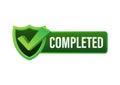 Completed tick, Checkmark stamp, sticker. Vector stock illustration.