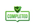 Completed tick, Checkmark stamp, sticker. Vector stock illustration.