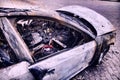 Completely burnt car Royalty Free Stock Photo