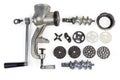 Disassembled hand meat grinder and interchangeable components for different purposes