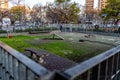 Completely empty dog park on a Sunday afternoon