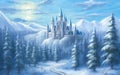 completely ice and snow king castle generative AI