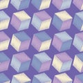 Completely seamless, abstract cube pattern. Geometric 3d background. Scribble texture. Royalty Free Stock Photo