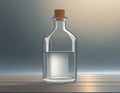 A completely transparent and simple glass bottle, with a smooth surface and rounded simple lines - generated by ai